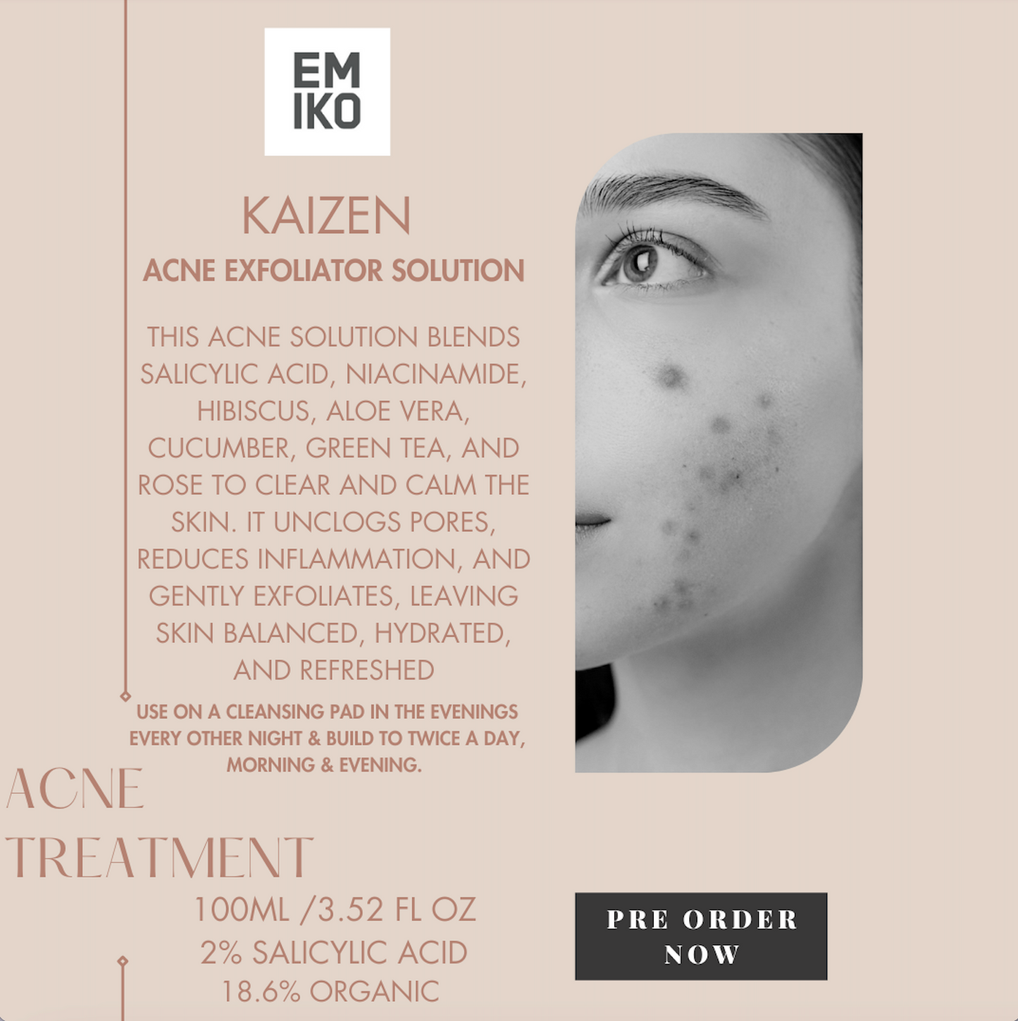 KAIZEN Acne Exfoliator Solution 2% Salicylic Acid  100ml *PRE ORDER NOW*